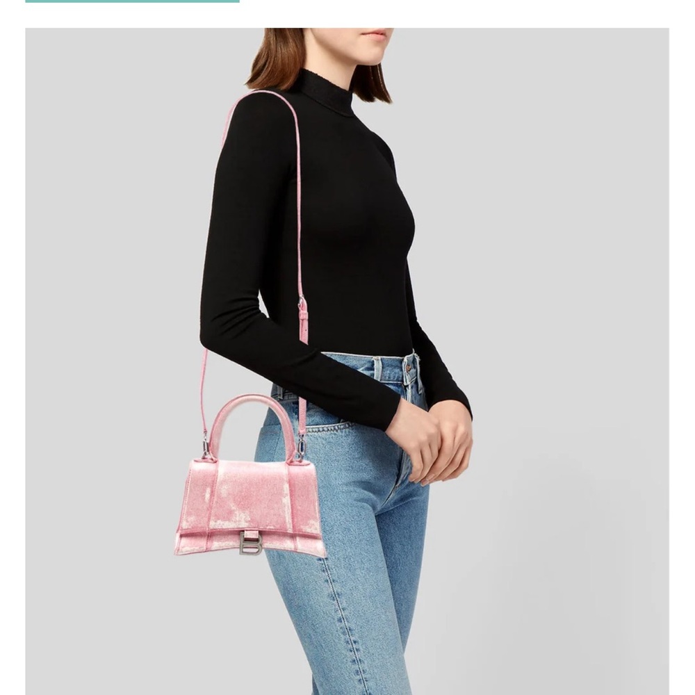 Balenciaga hourglass Distressed denim Pink small Bag - Picture 12 of 12